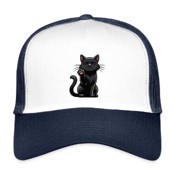 Cat Cats Cat Lover Black Cat Kitty - Kids’ Trucker Cap - white/navy - Front