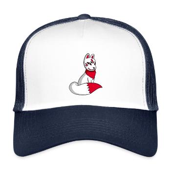 Kawaii Manga weißer Fuchs - Kinder Trucker-Cap - Weiß/Navy - Vorne