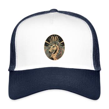 Einhorn in Ovalem Art Deco Rahmen - Kinder Trucker-Cap - Weiß/Navy - Vorne