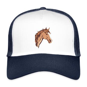 Pferd Pferdekopf - Kinder Trucker-Cap - Weiß/Navy - Vorne