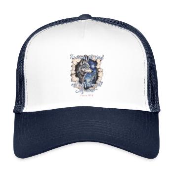 Wolf Christliches Zitat - Kinder Trucker-Cap - Weiß/Navy - Vorne