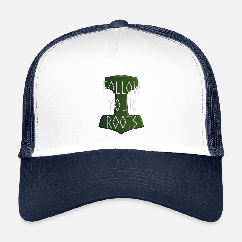 Follow your Roots - Hammer Donar Thor Mjölnir - Kinder Trucker-Cap - Weiß/Navy
