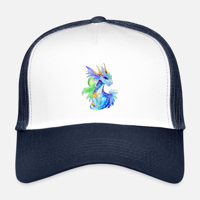 Kleiner Drache - Kinder Trucker-Cap - Weiß/Navy