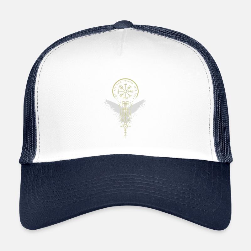 Wikinger - Vegvísir - Rabe - Kompass - Runen - Kinder Trucker-Cap - Weiß/Navy