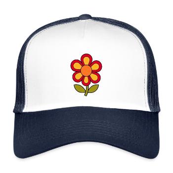 70s flower pattern retro flowerpower - Kids’ Trucker Cap - white/navy - Front