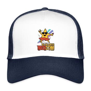 Sei ein echter Rock-Star Lustiges Stern Shirt - Kinder Trucker-Cap - Weiß/Navy - Vorne