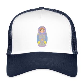 Illustration de poupée matriochka colorée - Casquette trucker enfant - blanc/marine - Devant