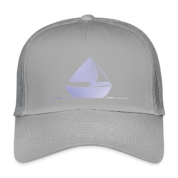 Minimalistisches Segelboot in Hellblau - Kinder Trucker-Cap - Hellgrau - Vorne
