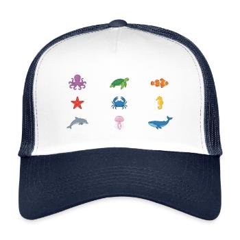 Underwater Wildlife Design - Kids’ Trucker Cap - white/navy - Front