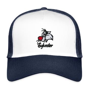 Looney Tunes Sylvester Embroidery Design - Kids’ Trucker Cap - white/navy - Front