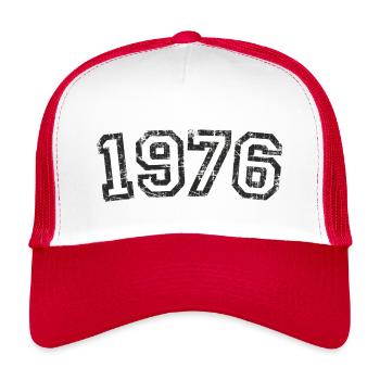 Né en 1976 Anniversaire Année - Casquette trucker enfant - blanc/rouge - Devant