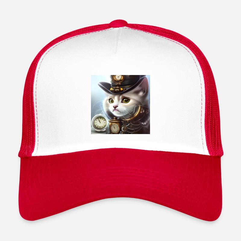 Süßes Steampunk-Kätzchen - Kinder Trucker-Cap - Weiß/Rot