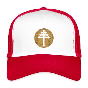 Croix maronite dans cercle doré - Casquette trucker enfant - blanc/rouge - Devant