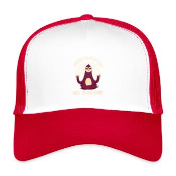 Meditating Sloth Yoga Saying Meditation - Kids’ Trucker Cap - white/red - Front