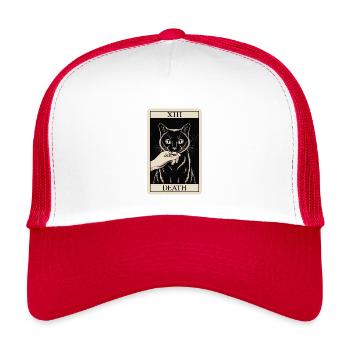 Vintage Tarot Card Black cat - Kids’ Trucker Cap - white/red - Front