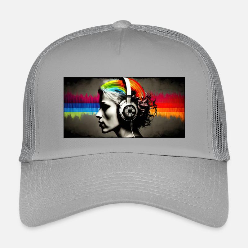 Rainbow Pulse Kopfhörer-Porträt - Kinder Trucker-Cap - Hellgrau