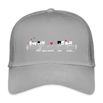 Singende Katzen mit Melodie f. dunkle Kleidung. - Kinder Trucker-Cap - Hellgrau - Vorne