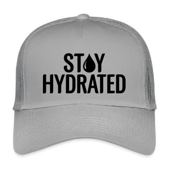 Slogan Restez Hydraté - Citation Fitness & Sport - Casquette trucker enfant - gris clair - Devant