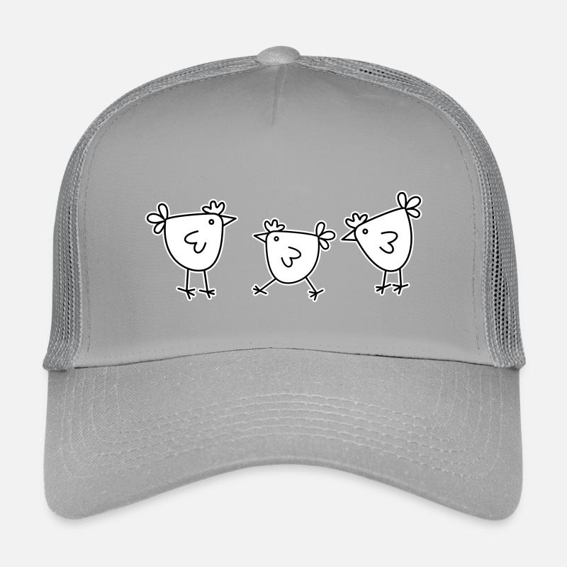 3 Hühner Hennen Federvieh - Kinder Trucker-Cap - Hellgrau