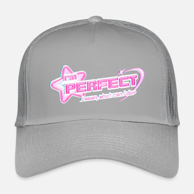 I'm Perfect – Y2K Pinkcore Diva Design - Kinder Trucker-Cap - Hellgrau