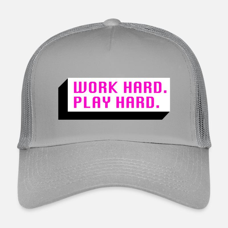 Work Hard. Play Hard. (Pink) - Kinder Trucker-Cap - Hellgrau