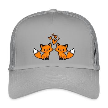 Amour du couple renard - Casquette trucker enfant - gris clair - Devant