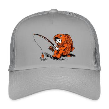 Garçon en costume de poisson pêcheant - Casquette trucker enfant - gris clair - Devant