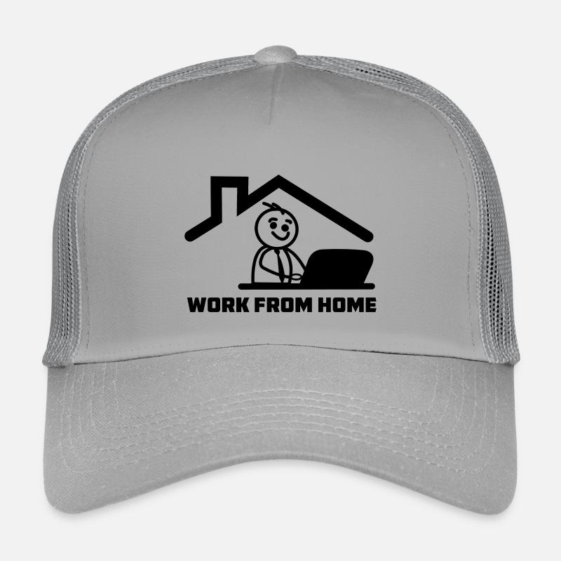 Arbeiten von zu Hause aus mit Strichmännchen hinter dem Laptop Kinder Trucker-Cap