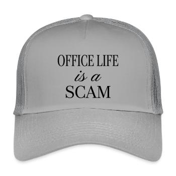 La vie de bureau est une arnaque - Citation sarcastique - Casquette trucker enfant - gris clair - Devant