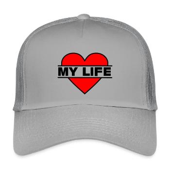 Herz, ich liebe mein Leben - Kinder Trucker-Cap - Hellgrau - Vorne