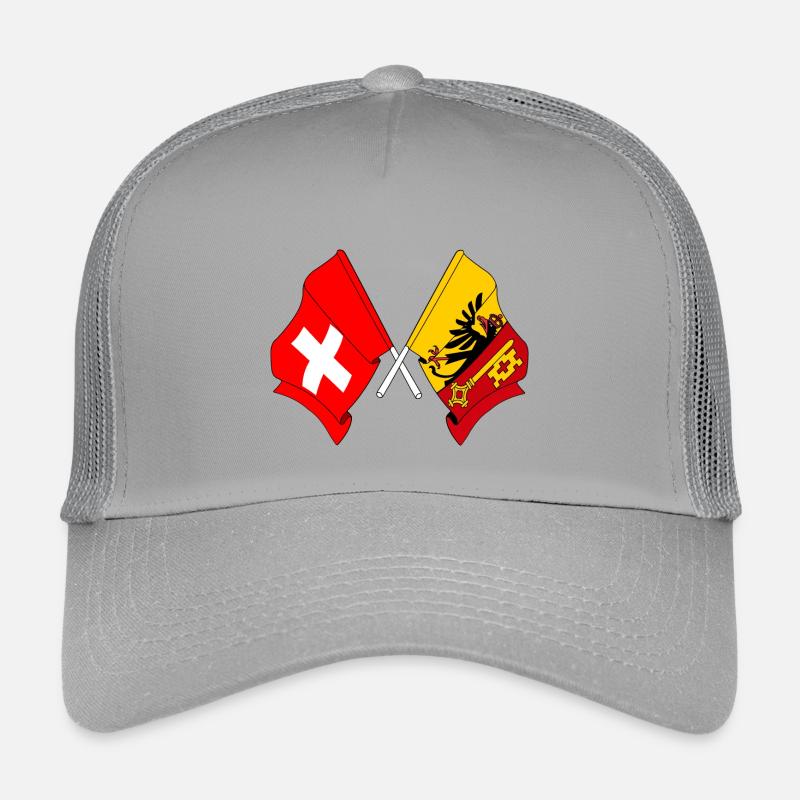 Flagge Schweiz und Flagge Kanton oder Genf - Kinder Trucker-Cap - Hellgrau