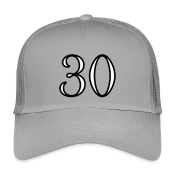 30. 30 ANS. 30e ANNIVERSAIRE. ANNIVERSAIRE 30 ANS. - Casquette trucker enfant - gris clair - Devant