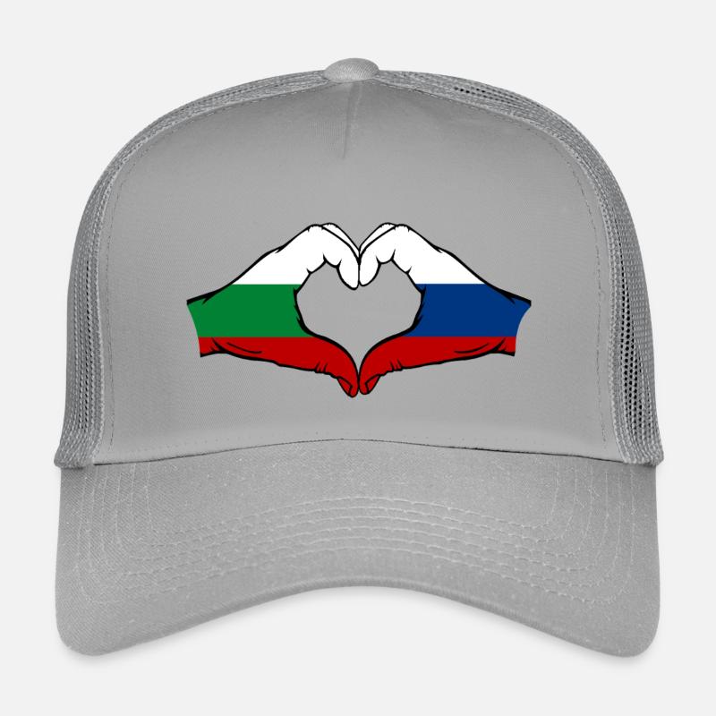 Drapeau de la Bulgarie et de la Russie Mains en forme de cœur Casquette trucker enfant