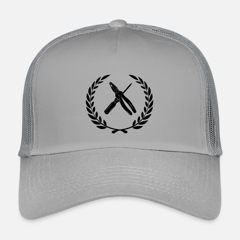 Tools for electrician in laurel wreath. Kids’ Trucker Cap