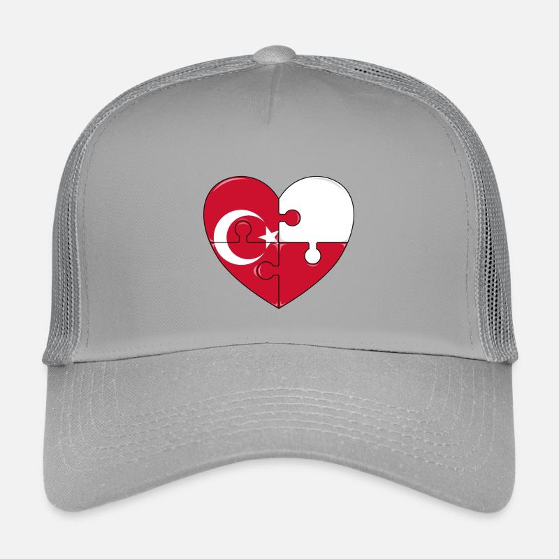 Puzzleherz Flaggenfusion - Kinder Trucker-Cap - Hellgrau