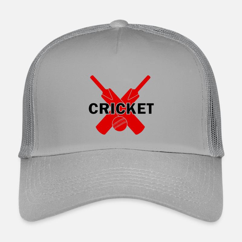 Cricket Logo rot schwarz mit Schläger und Ball Kinder Trucker-Cap