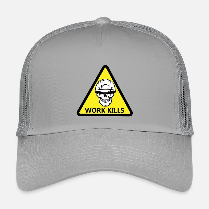 panneau danger travailler tue avec un crâne casqué Casquette trucker enfant
