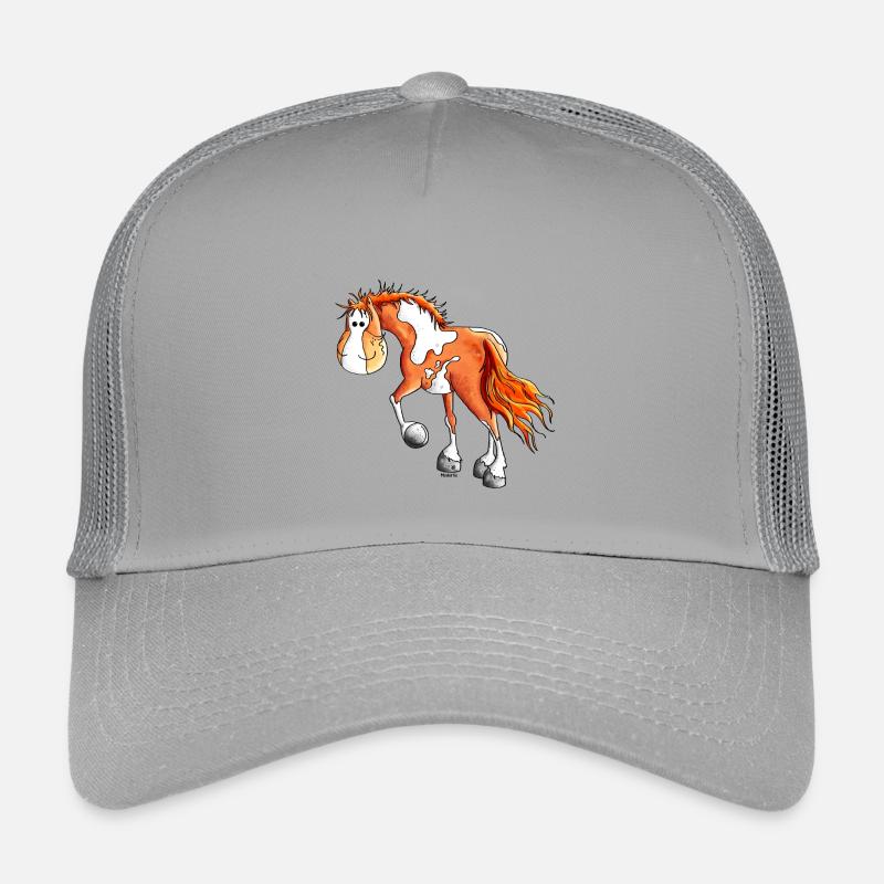 Knuffiger Pinto - Westernpferd - Kinder Trucker-Cap - Hellgrau