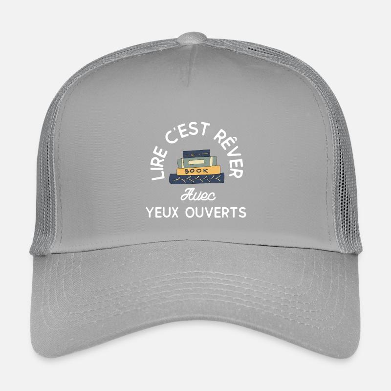 Reading is dreaming: stack of books - Kids’ Trucker Cap - light grey