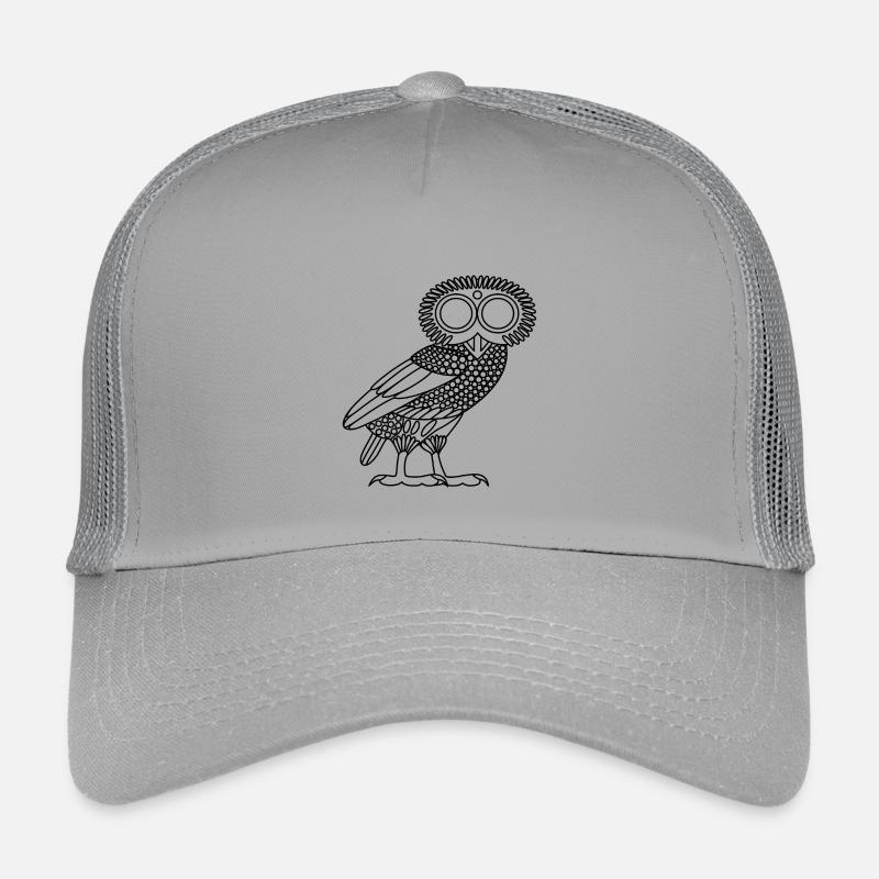 Eule der Athene [Black Outline (nur Eule)] - Kinder Trucker-Cap - Hellgrau
