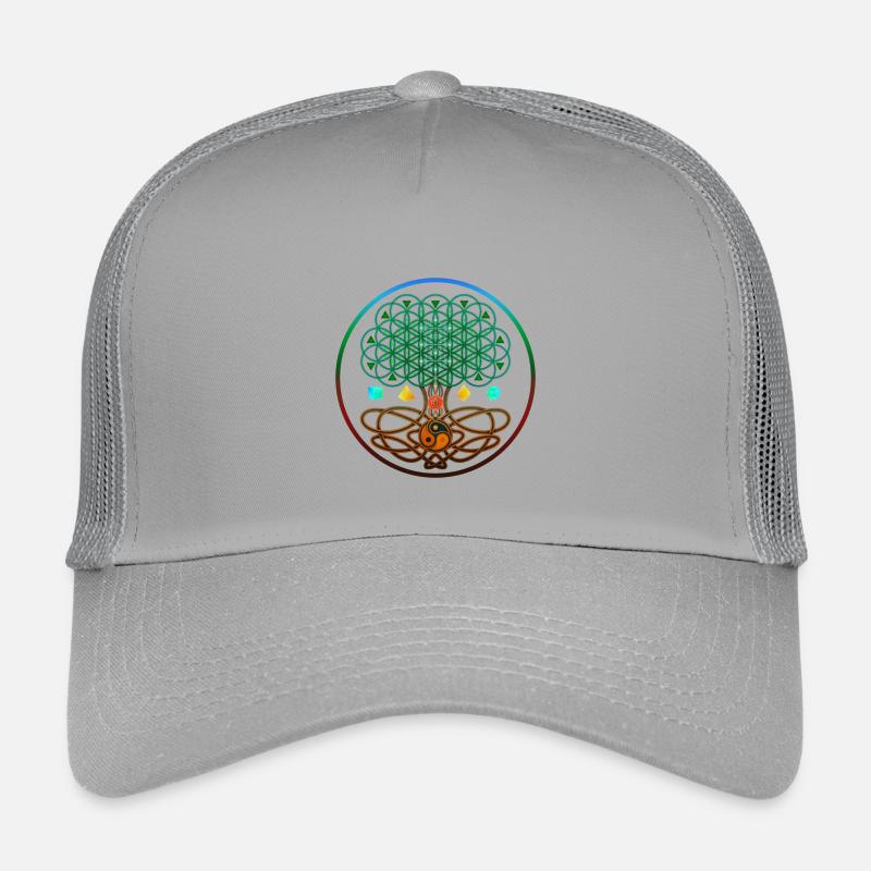 Baum des Lebens, Baum des Lebens, Heilige Geometrie - Kinder Trucker-Cap - Hellgrau