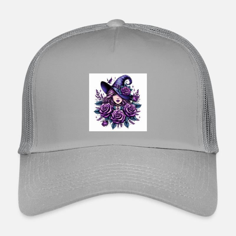 Hexe mit violett Rosen - Kinder Trucker-Cap - Hellgrau
