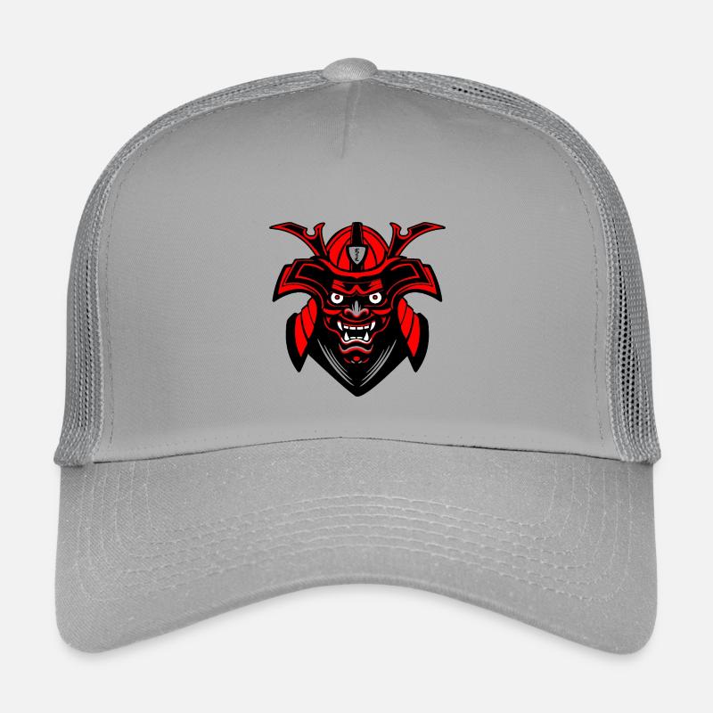 Menpō Maske – Rot Schwarz Samurai Stil Kinder Trucker-Cap