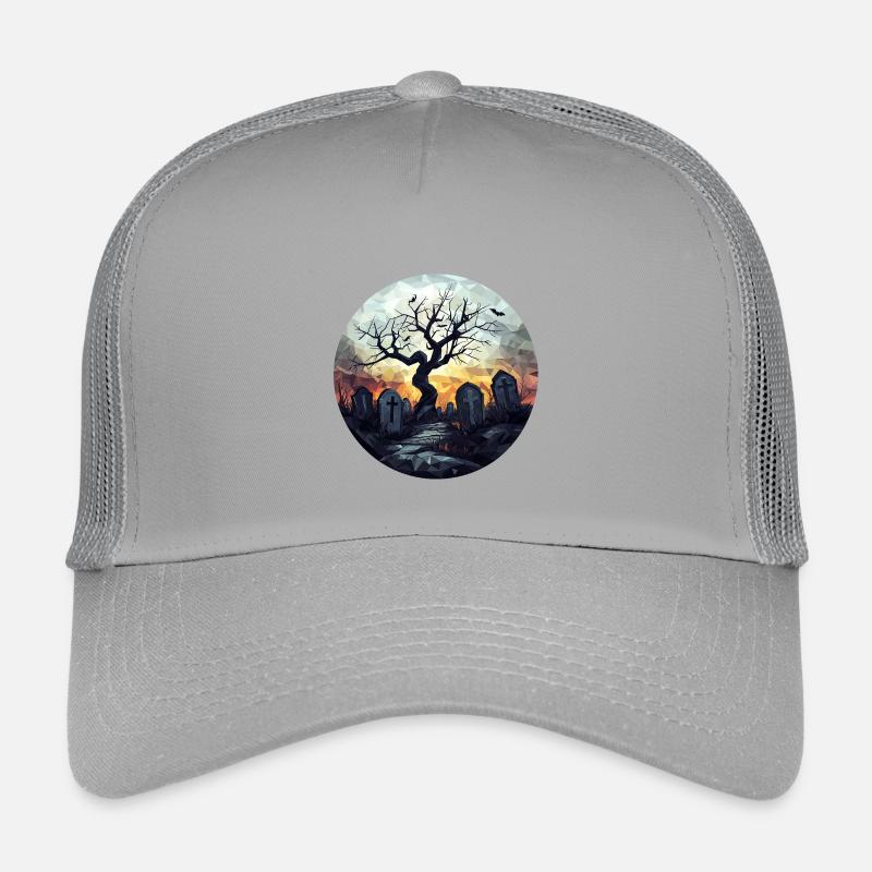 Spooky cemetery with gnarled tree Kids’ Trucker Cap
