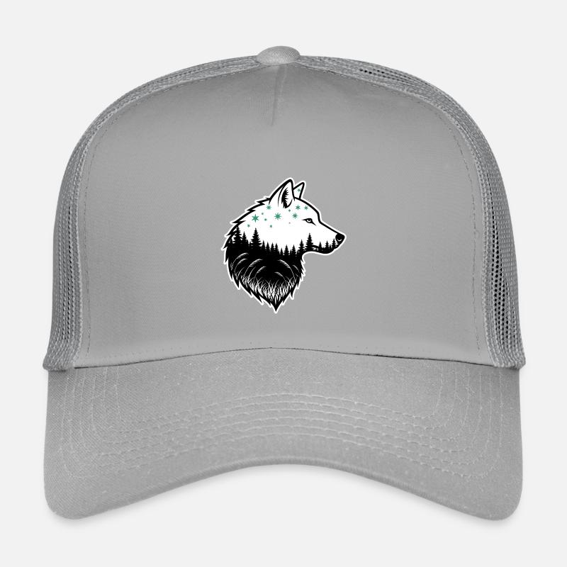 Wolf Silhouette Night Forest Design - Kids’ Trucker Cap - light grey