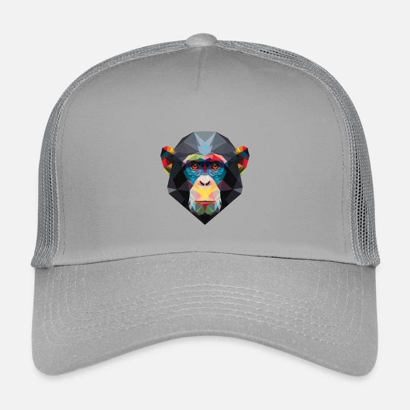 Geometric Monkey Portrait Rainbow Low Poly Art Kids’ Trucker Cap