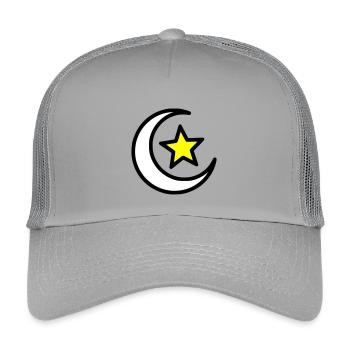 Mondsichel & Stern | Islamisches Symbol Line Art - Kinder Trucker-Cap - Hellgrau - Vorne