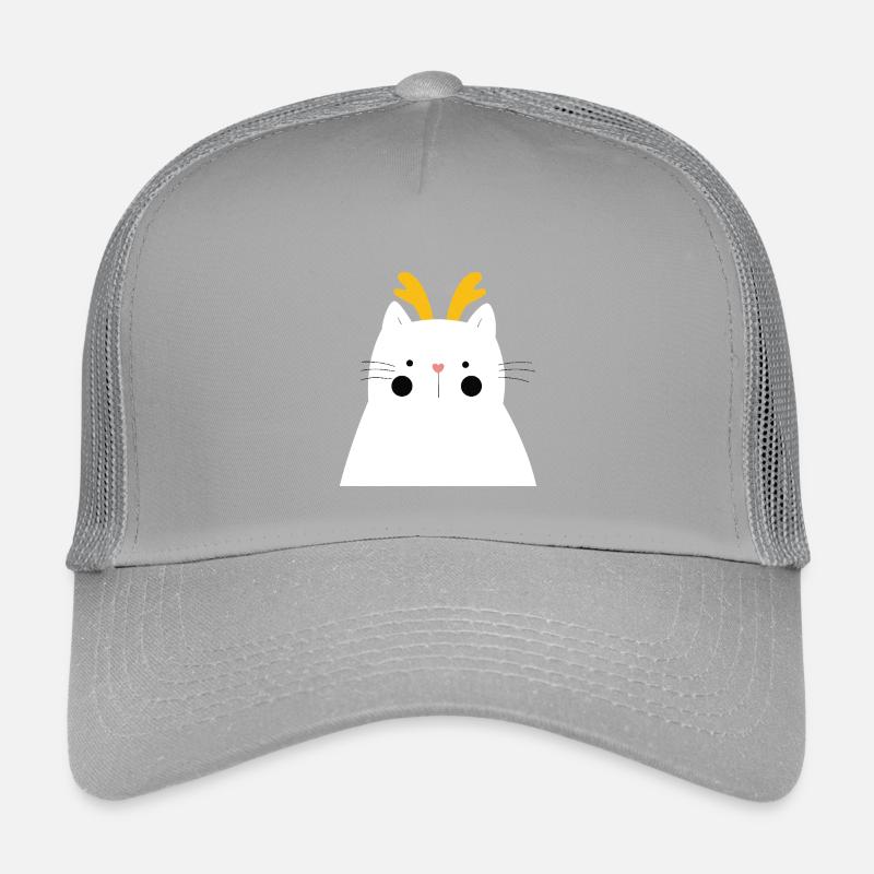 Weiße Katze mit goldenem Geweih - Kinder Trucker-Cap - Hellgrau