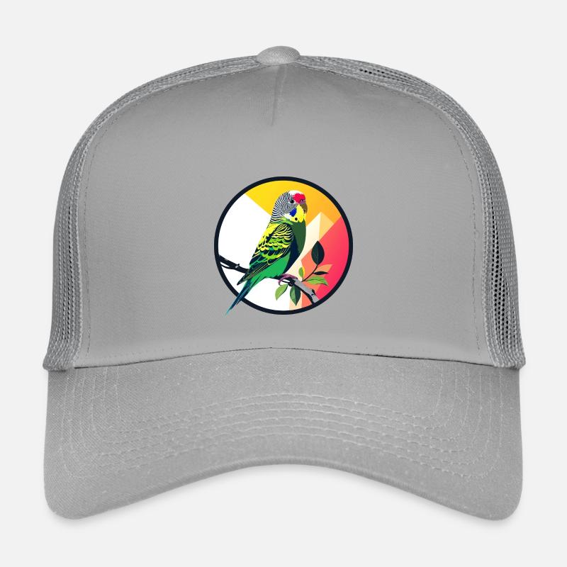 Bunter Wellensittich Papagei auf Ast Kunst Design Kinder Trucker-Cap