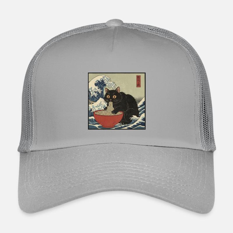 Japan Cat Ramen Noodles Retro Wave Pattern Kids’ Trucker Cap